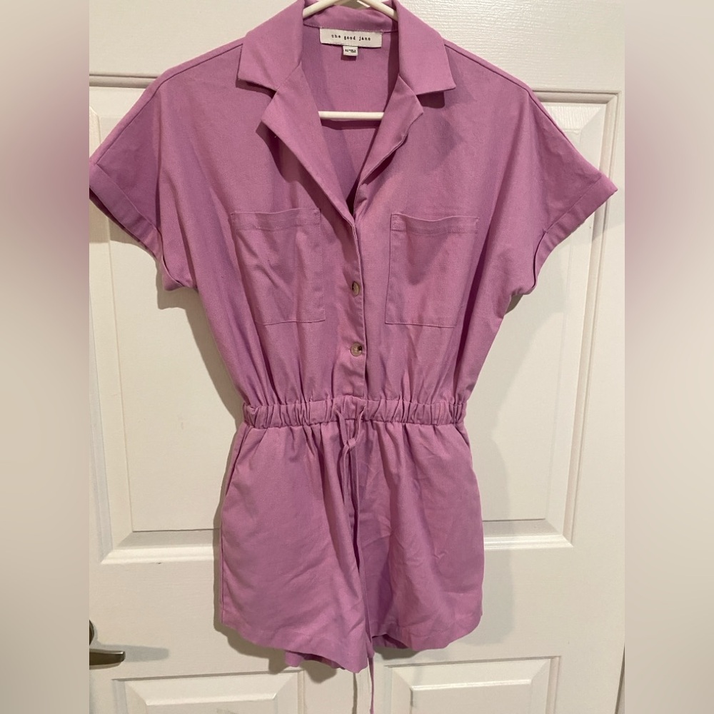 Good Jane Romper button up shorts linen EUC size XS